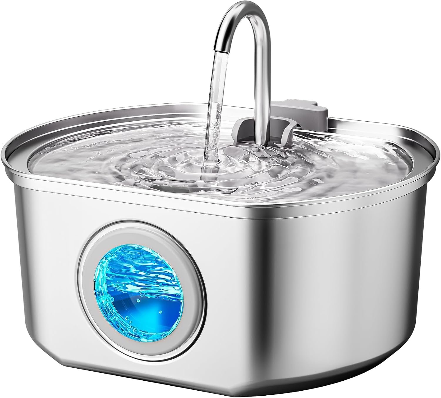 Cat Water Fountain Stainless Steel: 108oz/3.2L Cat Fountain for Drinking | Pet Water Fountain Inside – Automatic Dog Watering Dispenser Bowl – Pet Feeding & Watering Supplies – Water Level Window