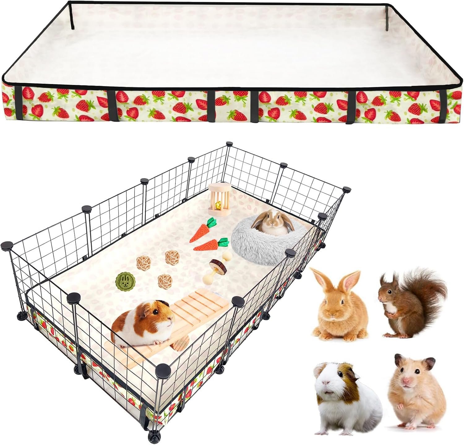 Guinea Pig Cage Liner，Washable Waterproof Oxford Cloth Cage Liners for Small Animals,Hamster Chinchilla Hedgehog Rabbit and Other Small Animals Not Include Cage(24×48 inches)