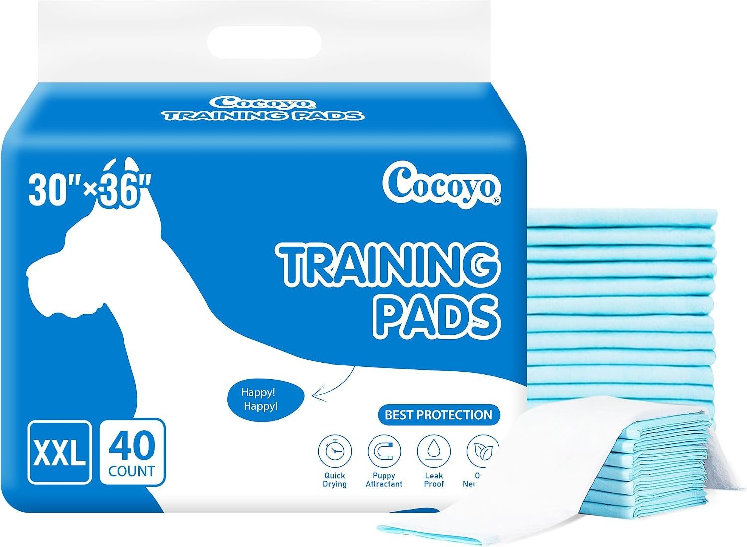 COCOYO Best Value Training Pads, 30″X36″ , XXL – 80 Count,White