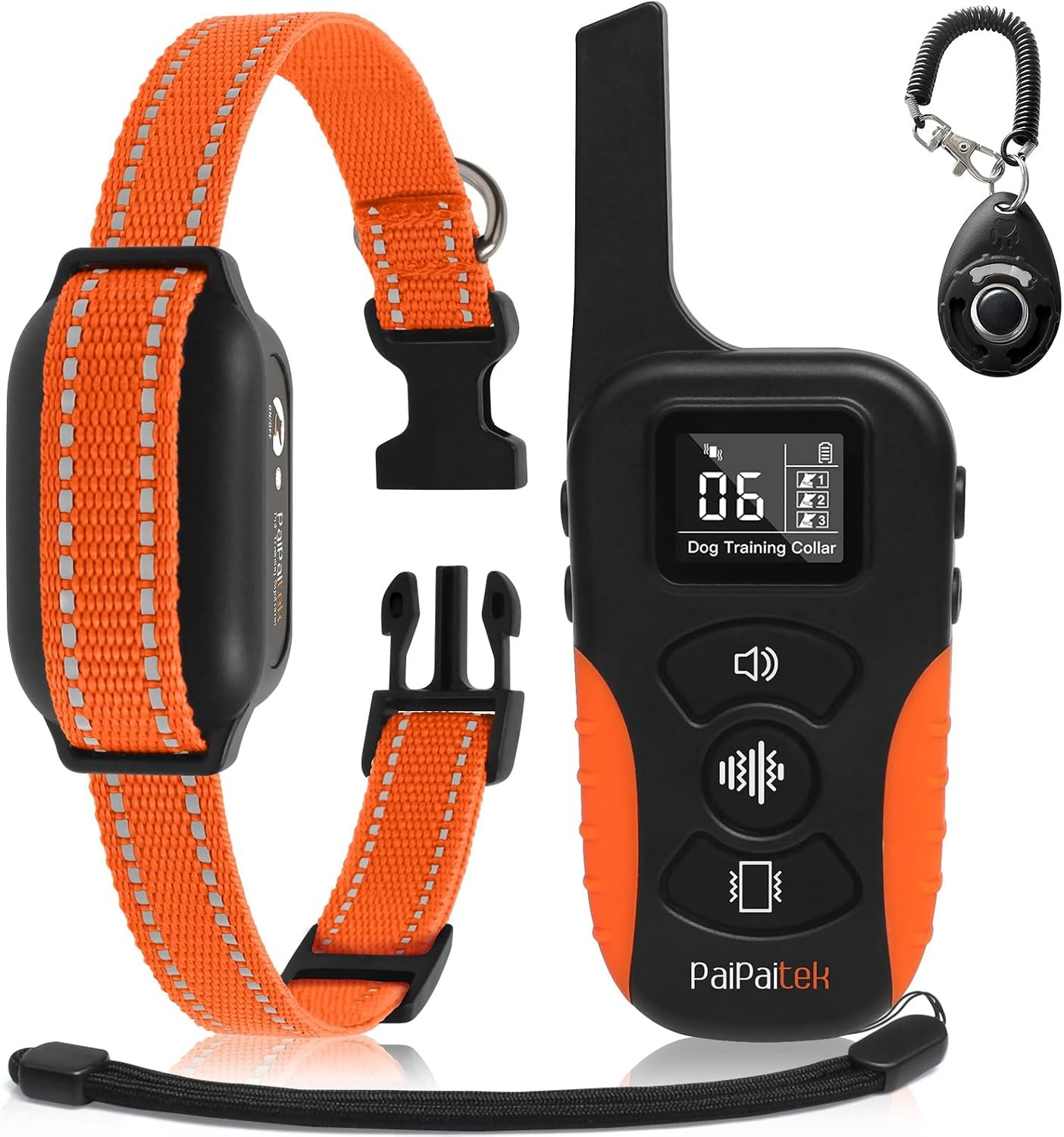 Dog Vibration Collar with Controller No Shock, 3300ft Waterproof Training Dog Collar Beep and Vibrate Only, Security Lock & Rechargeable Vibrating Collar for Dogs 5-120 lbs – No Prongs