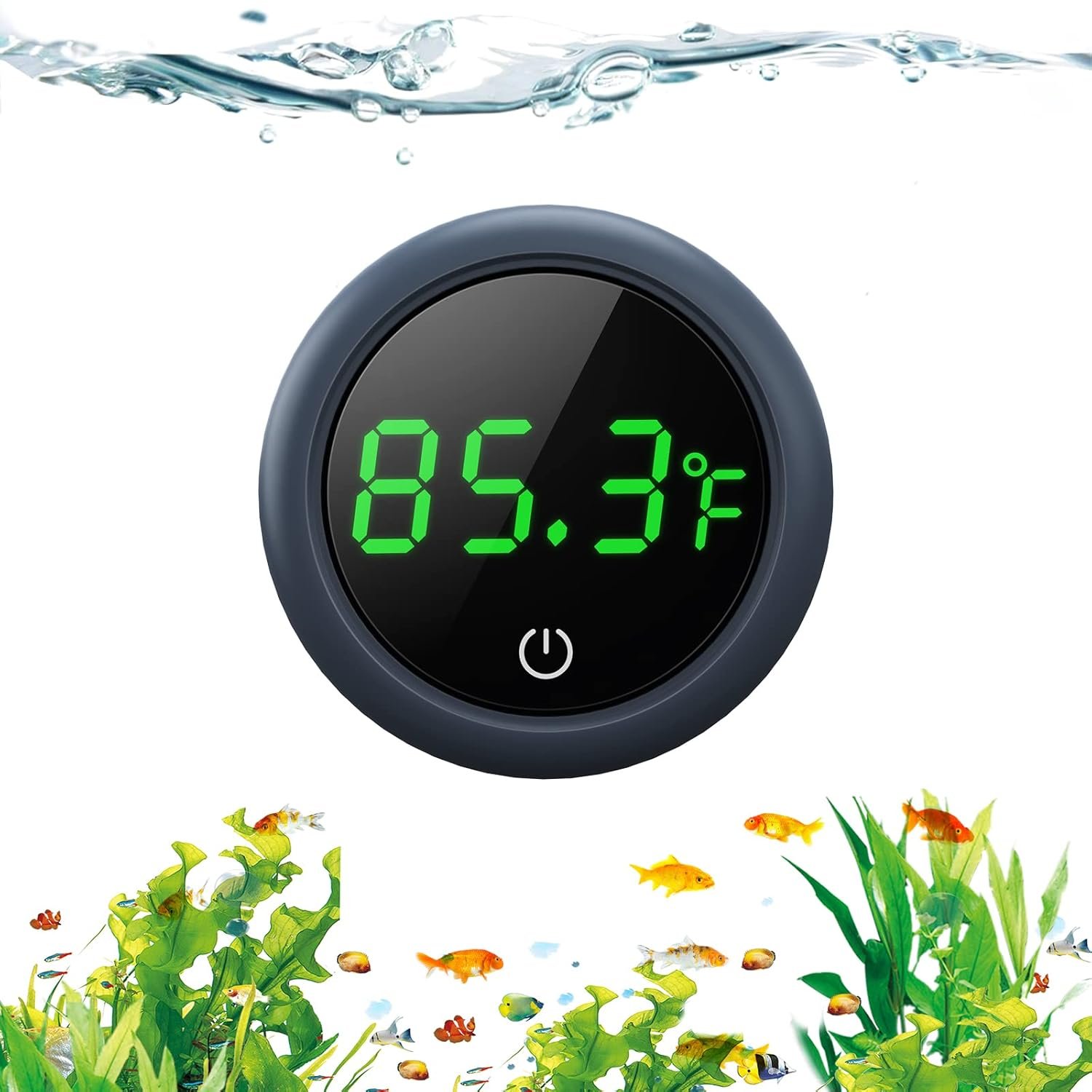 PAIZOO Aquarium Thermometer Digital, Highly Accurate Fish Tank Thermometer | LED Display, 8000h Battery Life, Precise Temp Gauge, Range 0-140℉, Stick-on Fish Tank Thermometer for Betta, Axolotl & Turtle