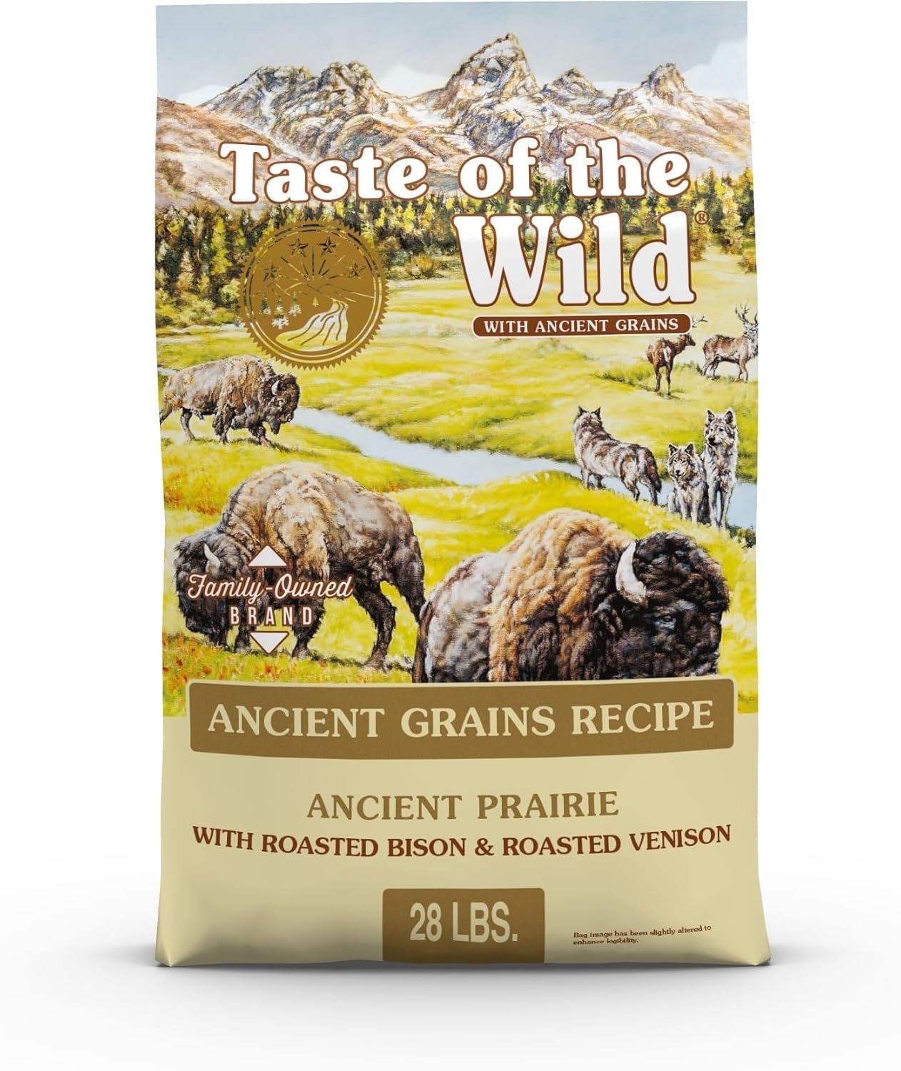 Taste of the Wild Ancient Prairie Dry Dog Food, Roasted Bison, 28lb | Puppy, Adult & Senior Dogs | High Protein | Roasted Bison & Ancient Grains | Nutrient Dense to Help Support Peak Health