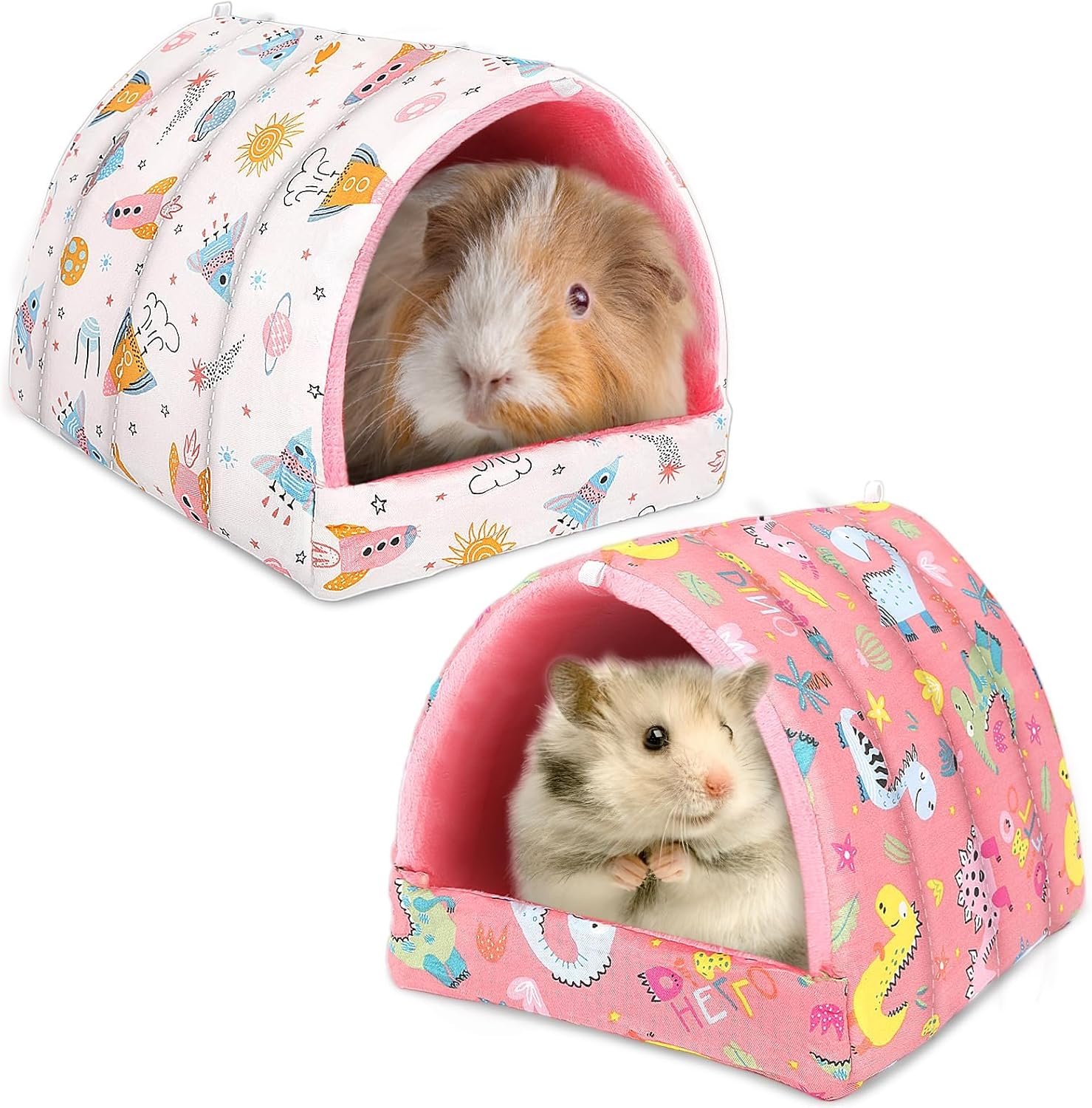 UPINS 2 Pack Guinea Pig Bed,Guinea Pig Hideout | Washable Small Animal House Cage Accessories,for Dwarf Rabbits Chinchillas Hamsters Hedgehogs Ferrets and Rats