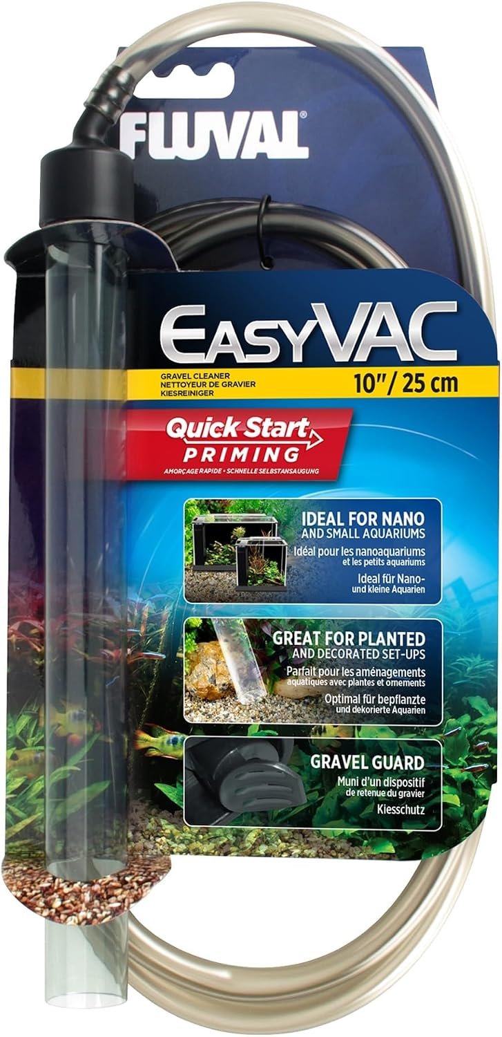 Fluval EasyVac Compact Aquarium Gravel Cleaner for Fish Tanks, Mini | Compact Vacuum Siphon for Planted Aquariums, Gravel Cleaning & Water Changes for Small or Nano Tanks