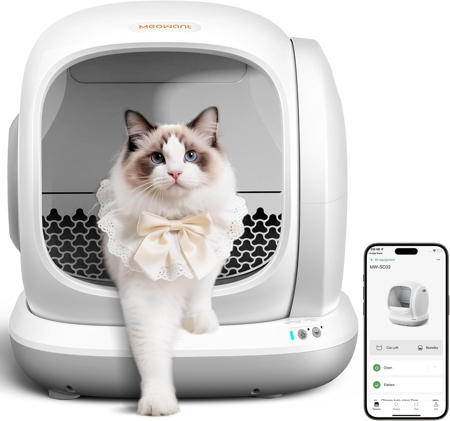 Meowant 75L Extra Large Automatic Litter Box Self Cleaning | Automatic Litter Box with APP Control, Open Low Entry Smart Cats Litter Boxs for Multi-Cat Compatible Senior Cats Large Cats