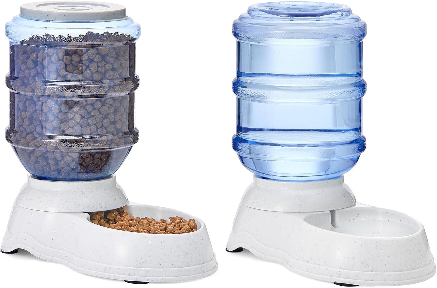 Amazon Basics Large Capacity Automatic Pet Water Dispenser and Gravity Feeder Set, Easy to Clean, 456.6fl.oz Food, 382.1fl.oz Water, Pack of 2