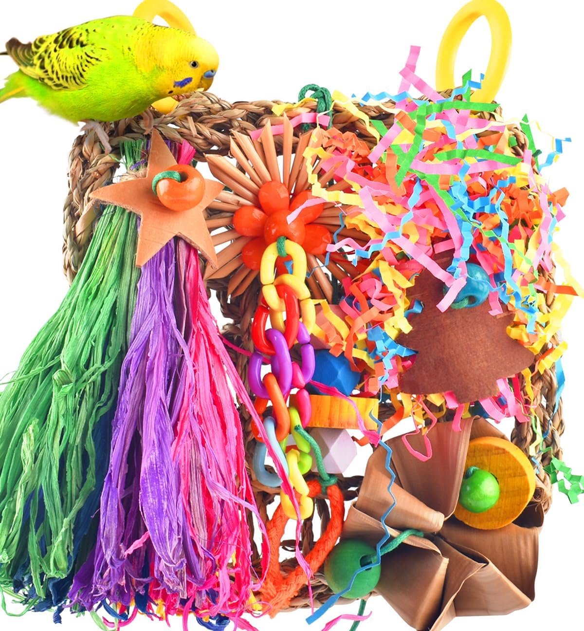KATUMO Bird Toys, Grass Mat Foraging Chew Toy for Parakeet Cockatiel | Natural Grass Mat Toy Satisfies Birds Chewing & Foraging, Easy Hanging, Perfect for Conure, Lovebird and Small Medium Birds