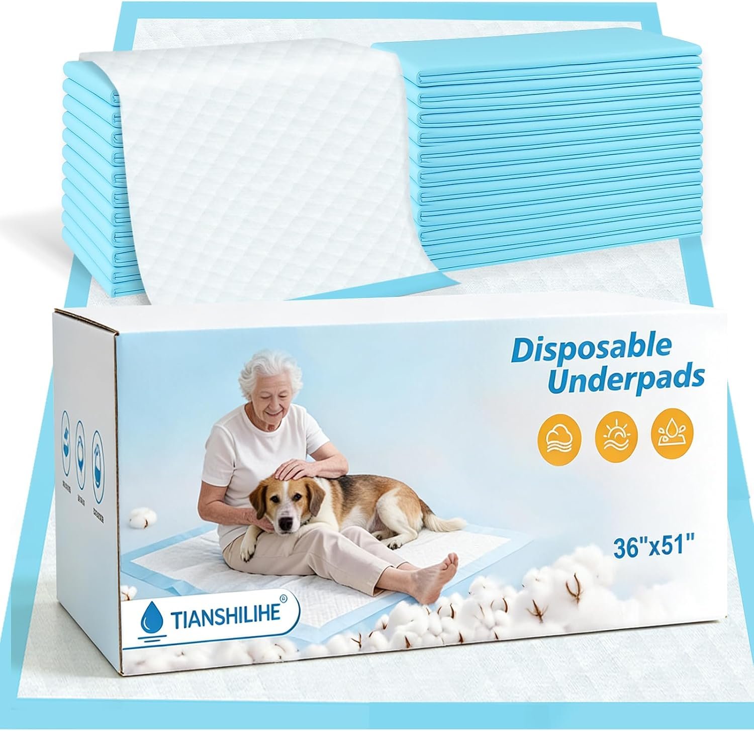 Puppy Pee Pads for Dogs 51″x36″ 40 Count, Extra Large Dog Pee Pads, XXXXL Leak-Proof & Super Absorbent Dog Pee Pads, Thicken Disposable Potty Pads Puppy Training Pads for Cats Rabbits