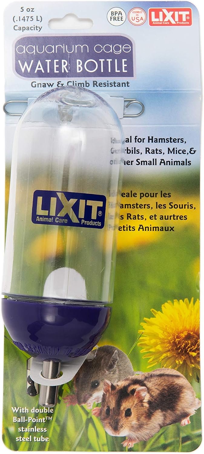 Lixit® Bell Style Aquarium Cage Climbing Resistant Water Bottles for Rats, Hamsters Gerbils, Mice and Other Small Animals (5 Ounce)