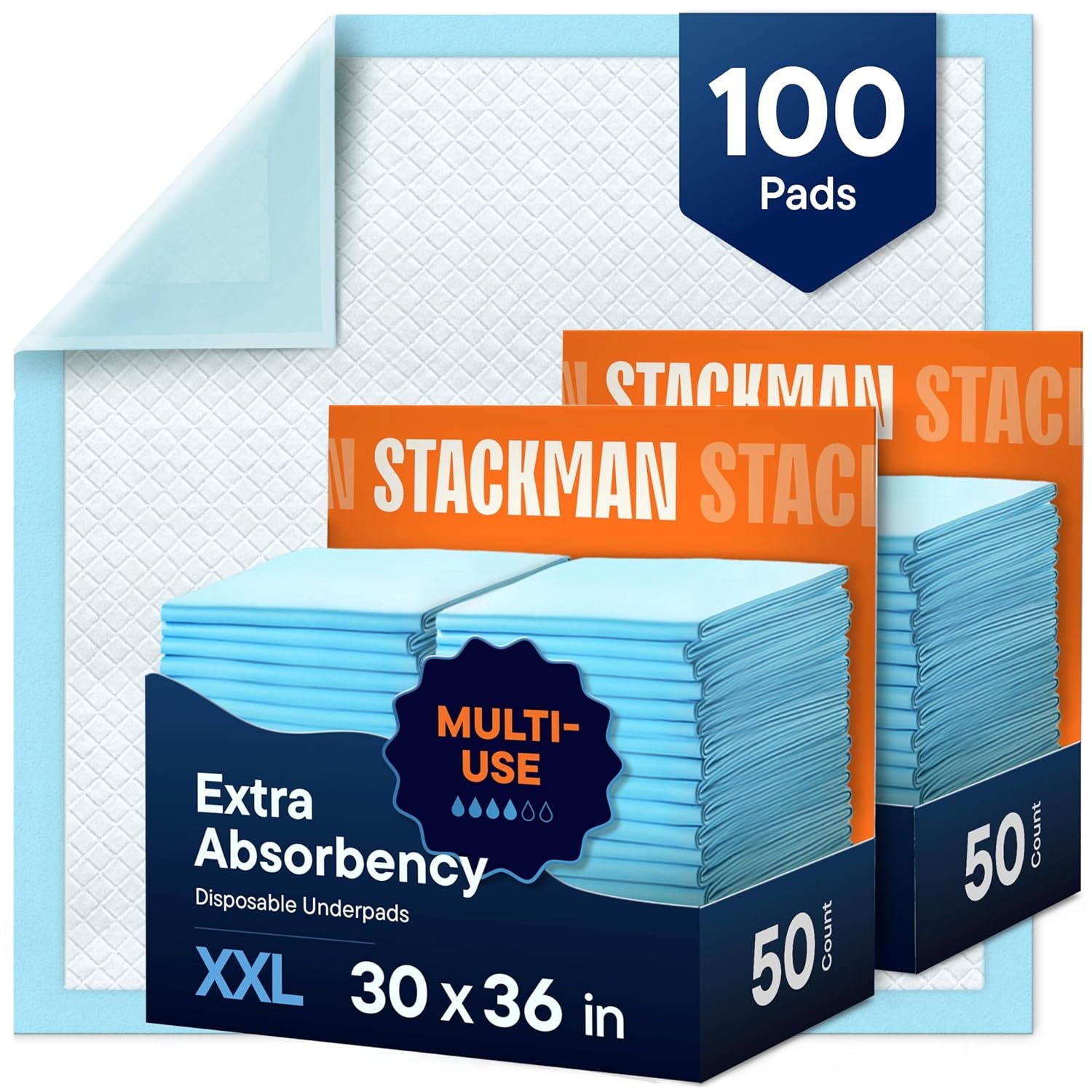 Chucks Pads Disposable Adult Underpads [100-Pack] 30″x36″ XXL Extra-Large Super-Absorbent Incontinence Bed Pads – Mattress Protector Pee Pads for Adults, Kids & Pets – Bed Protection & Training