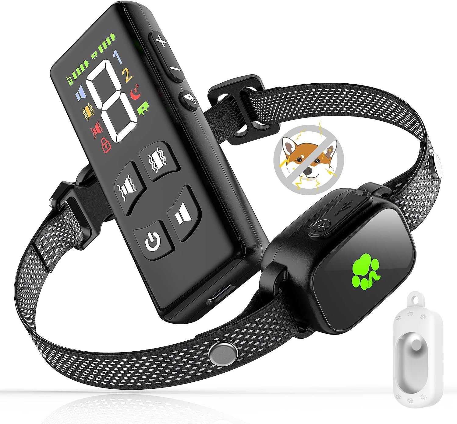No Shock No Prongs Dog Training Collar, 100% Safe & Humane for Small Medium Dogs, Sound & 2X Strong Vibration(1-9) & Combo Mode (1-9), 2600Ft Remote Range E-Collar with Smart Power Mode（Black）