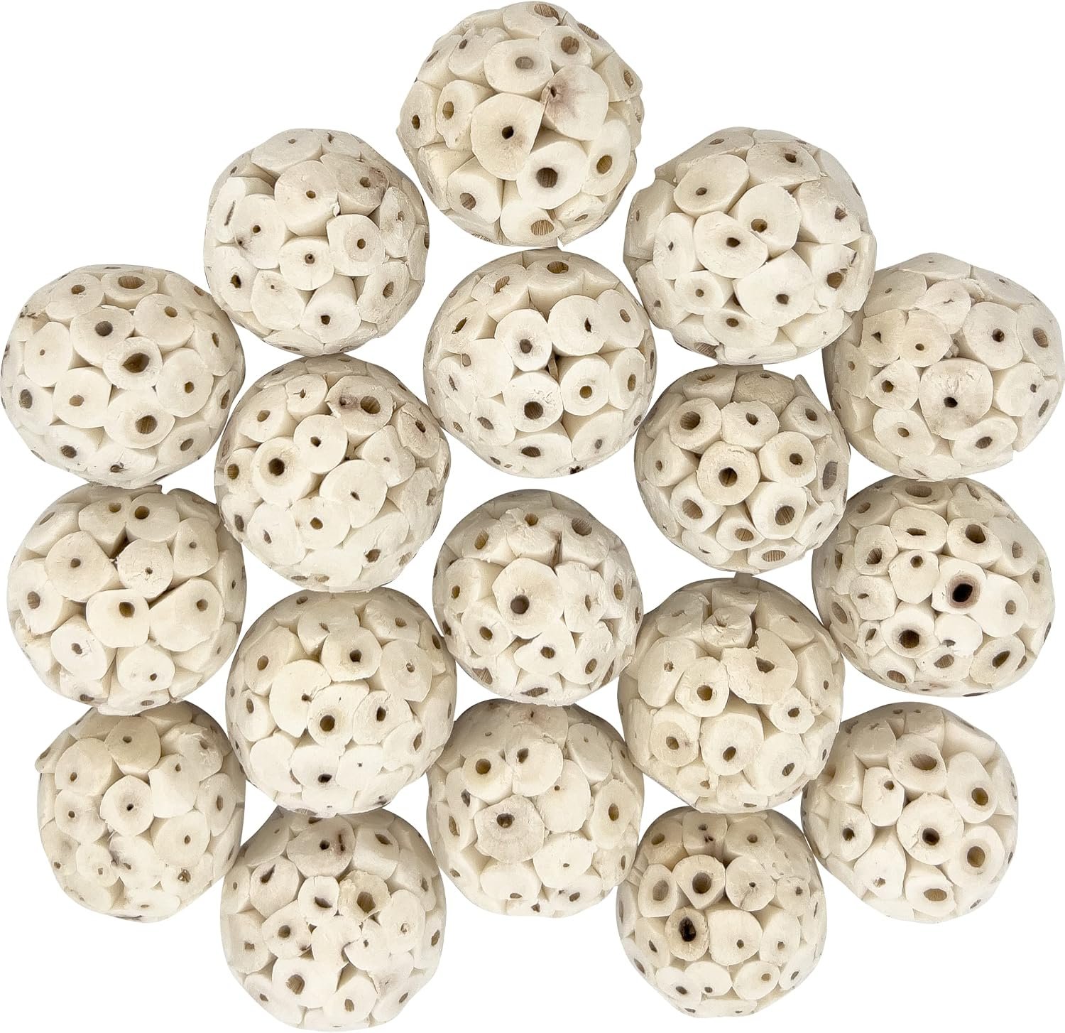 5124 Mini Sola Balls Pk18 – Handcrafted Soft sola Wood Bird Foraging Foot Toys, Small Size chewable Balls, Lightweight, Conditions Beaks and feet, Delightful for Small Size Pet Birds