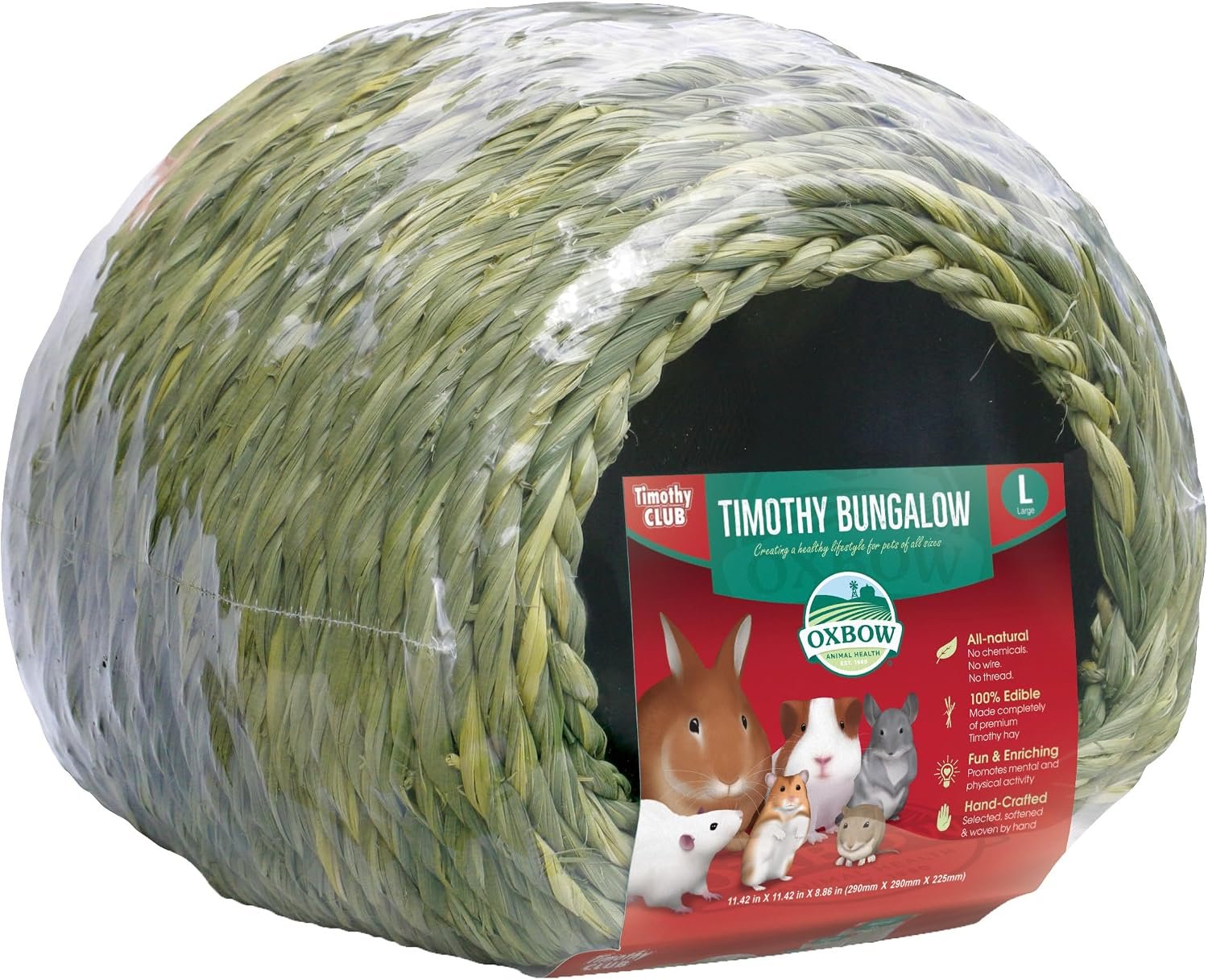 Oxbow Timothy Hay Bungalow, Guinea Pig Hideout & Rabbit House, Large | Bunny Hideout, Rabbit Hide, Guinea Pig House, Hand-Woven, Timothy Hay For Guinea Pigs, Chinchillas And Rats, Edible