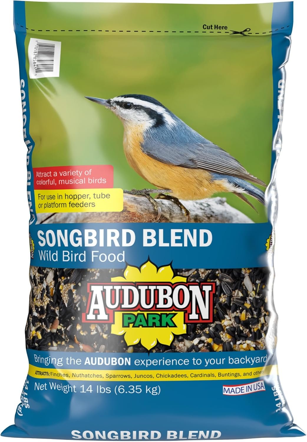 Audubon Park Songbird Wild Bird Seed, 14 lb. | Year-round outdoor bird food for outside feeders