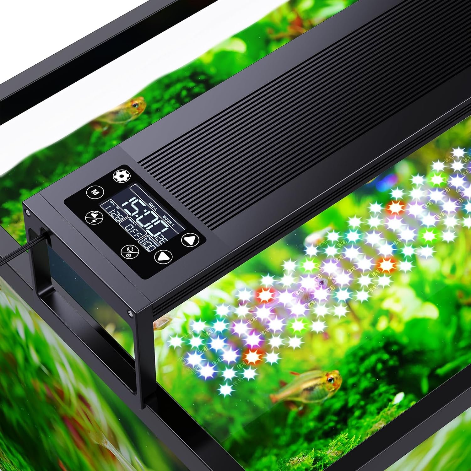 SEAOURA 24/7 LED Aquarium Light for 18-24 Inch Fish Tank Plant with Timer | Fish Tank Light for Plants, Auto On Off with Timer, 9 Colors, Adjustable Brightness, Daylight & Moonlight, DIY and Weather