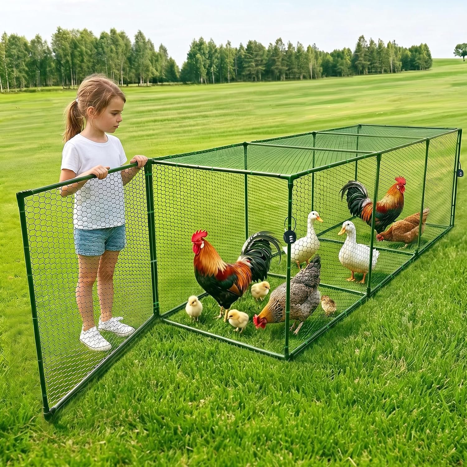 Heavy Duty Chicken Tunnel – 6-Section Portable Chicken Run with PVC Coated Wire Mesh & Steel Frame, Outdoor DIY Chicken Tunnel for Yard, Predator-Proof (1, 73 * 24 * 24 inches)