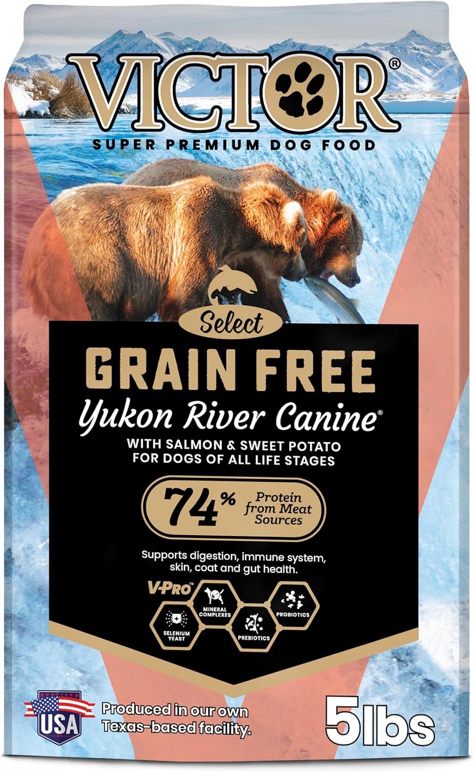 VICTOR Grain Free Yukon River Canine – High Protein Dry Dog Food, 5 lb | Super Premium Dog Food, Supports Immune & Digestive Health, For Dogs of All Life Stages, For All Normally Active Dogs, 5lbs