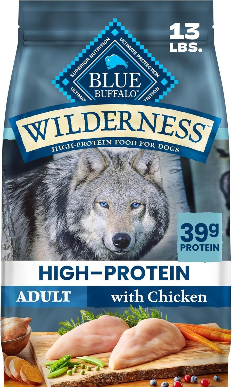 Blue Buffalo Wilderness Chicken & Wholesome Grains Adult Dry Dog Food, 13lb