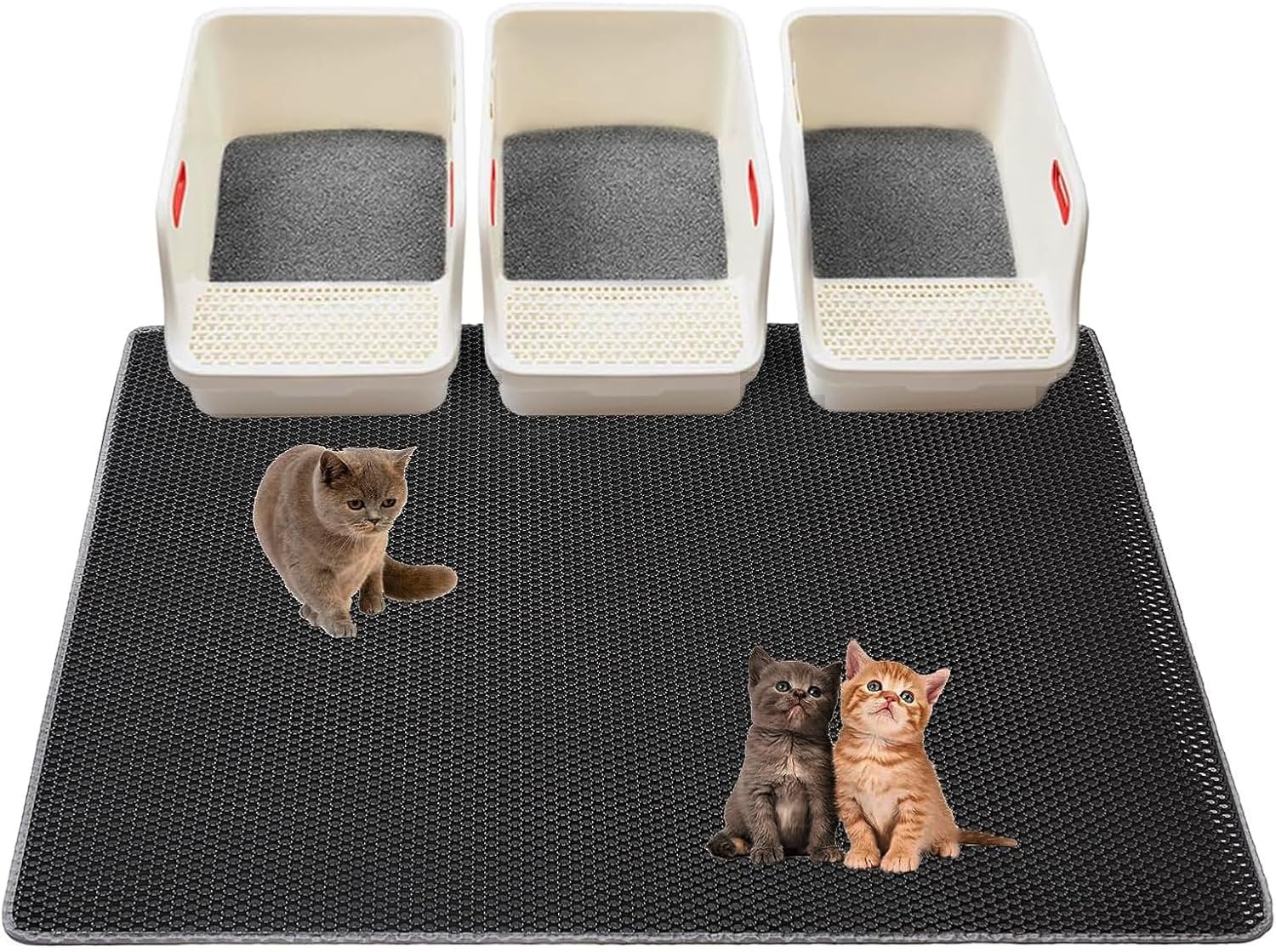 Cat Litter Mats-Extra Large 47”x36” Litter Trapping Mat for Cat-XXL Litter box Matt for Floor-2 Layer Catcher Rug for Pet kitty Litterbox-Waterproof Urine Proof,Non-Slip