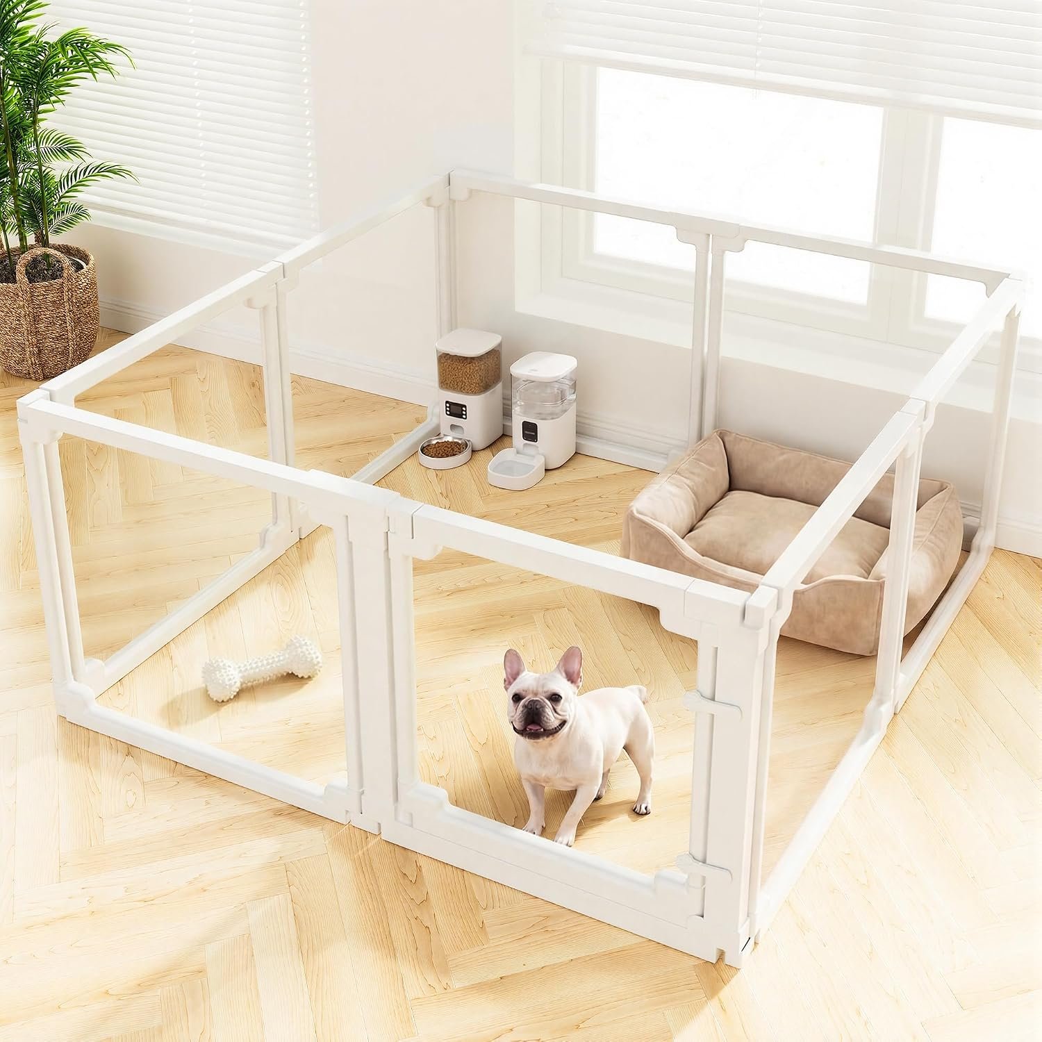 Clear Acrylic Dog Play Pen Indoors,24″ Puppy Playpen(8 planels) | Tool-Free Assembly & Easy Clean,Pet Playpen for Puppy/Cats/Kitten/Rabbits/Pigs,Indoor and Outdoor Use