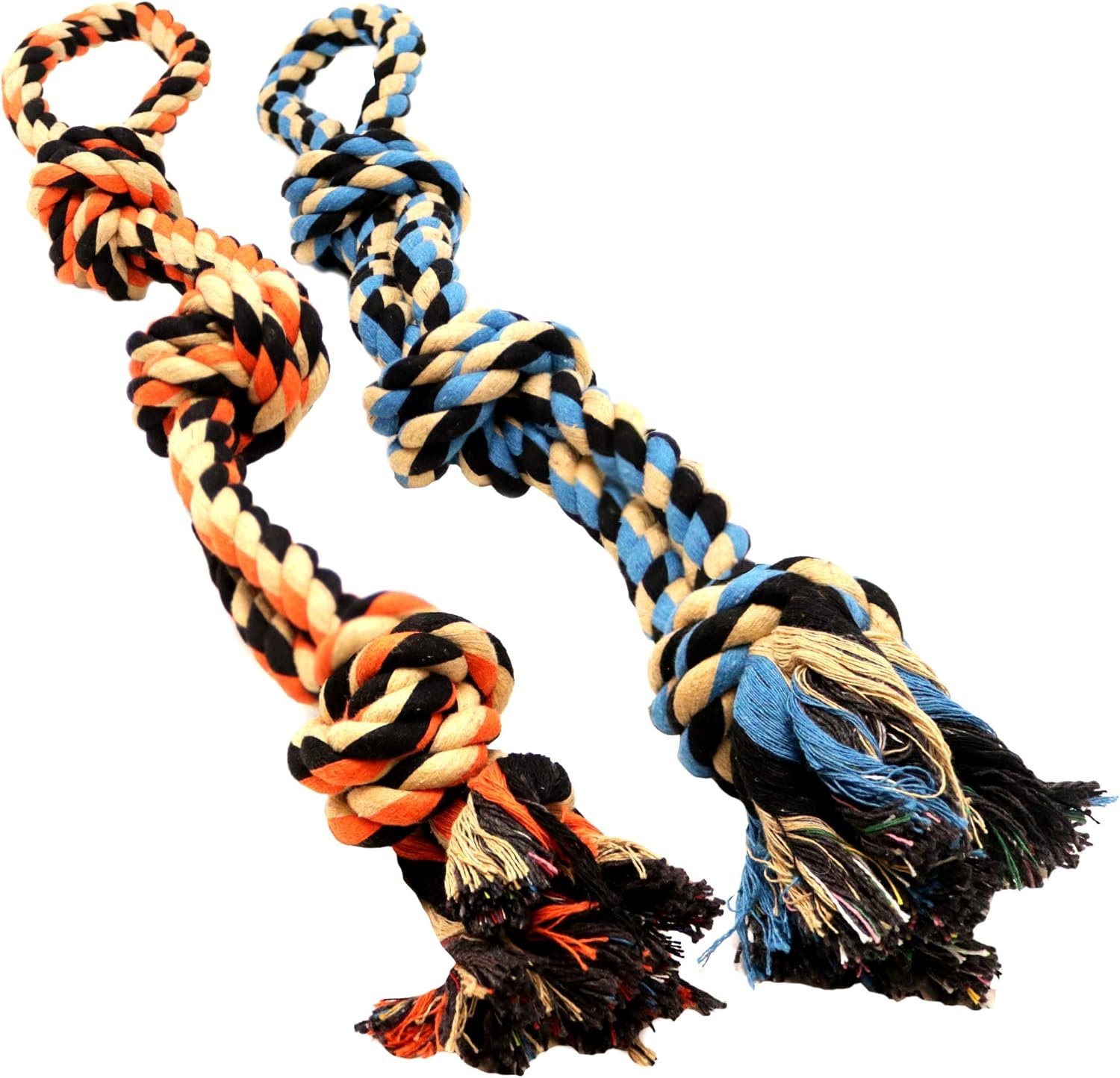 BK PRODUCTS LLC Dog Toys for Aggressive Chewers – Set of 2 Heavy Duty XL Dog Rope Toy for Large Breed Puppy – Medium and Large Dogs for Chewing, Teething, Tug of War