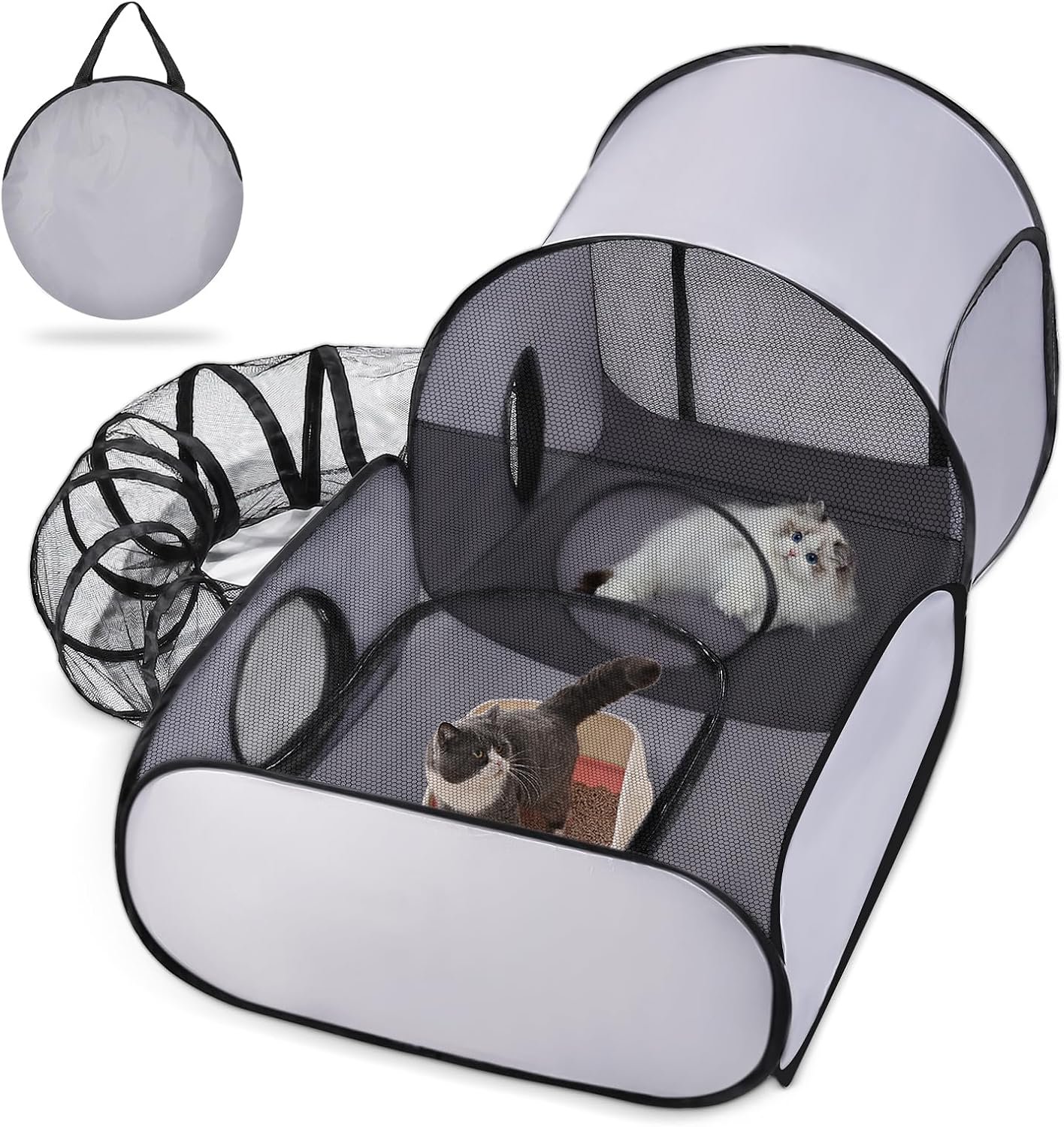 TailTastic Cat Playpen,3-in-1 Surround Tunnel for Indoor & Outdoor Use | outdoor cat tent,breathable mesh,pop-up folding design,and Medium/Large sizes for cats and small animals