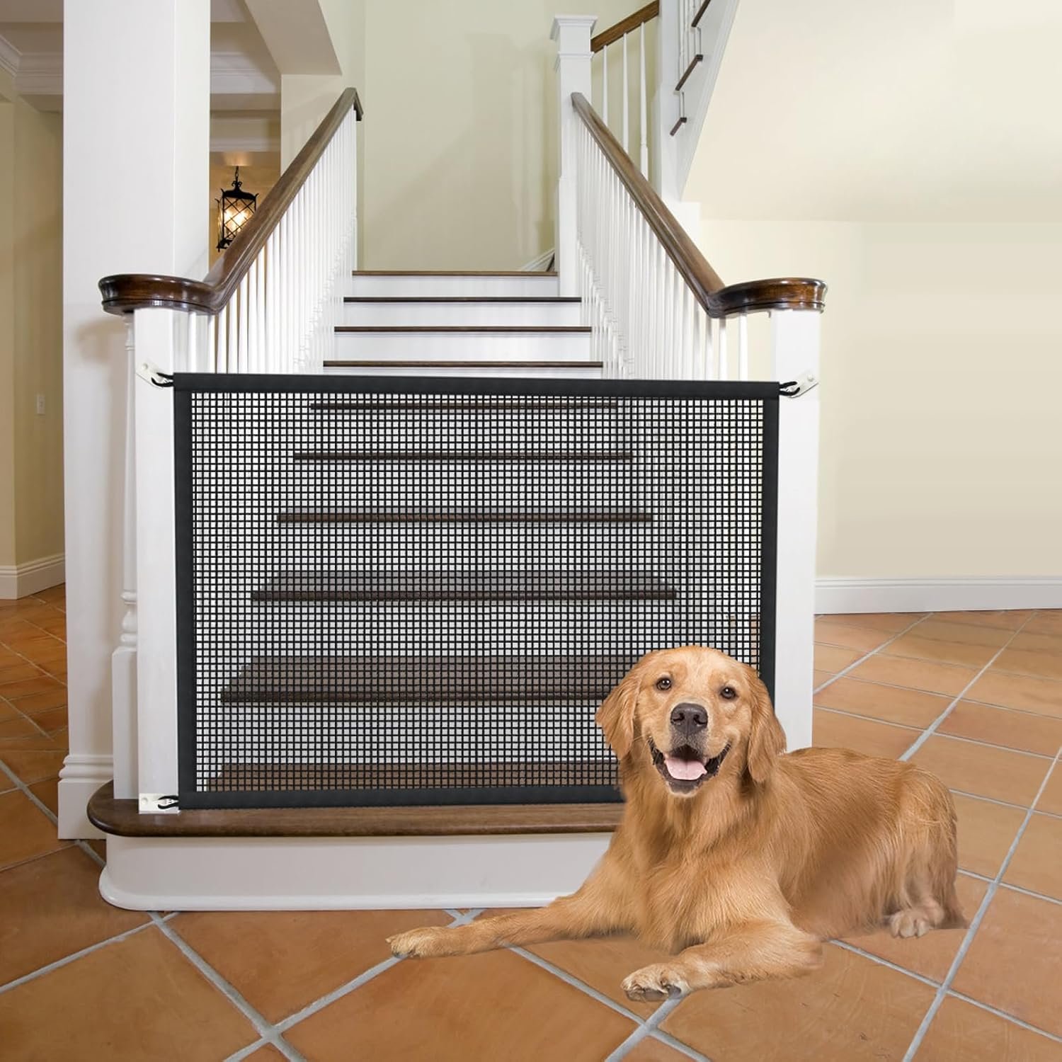 Cupount Dog Screen Mesh Gate for House, Stairs and Doorways, 29 x 38 in | Easy to Install with No Drilling, Fits 32-35 in Openings, Indoor Pet Barrier for Dogs and Puppies