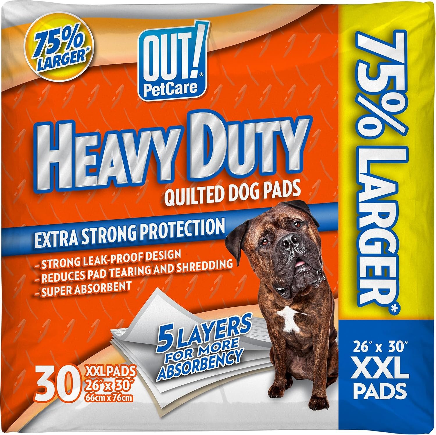OUT! PetCare XXL Puppy Pads, Heavy Duty Pee Pads for Dogs, 26×30, 30 Count | Dog Pee Pads, Leak Proof, Potty Training, Housebreaking, Heavy Duty, Dog Training Pads, Extra Large, Puppy Essentials