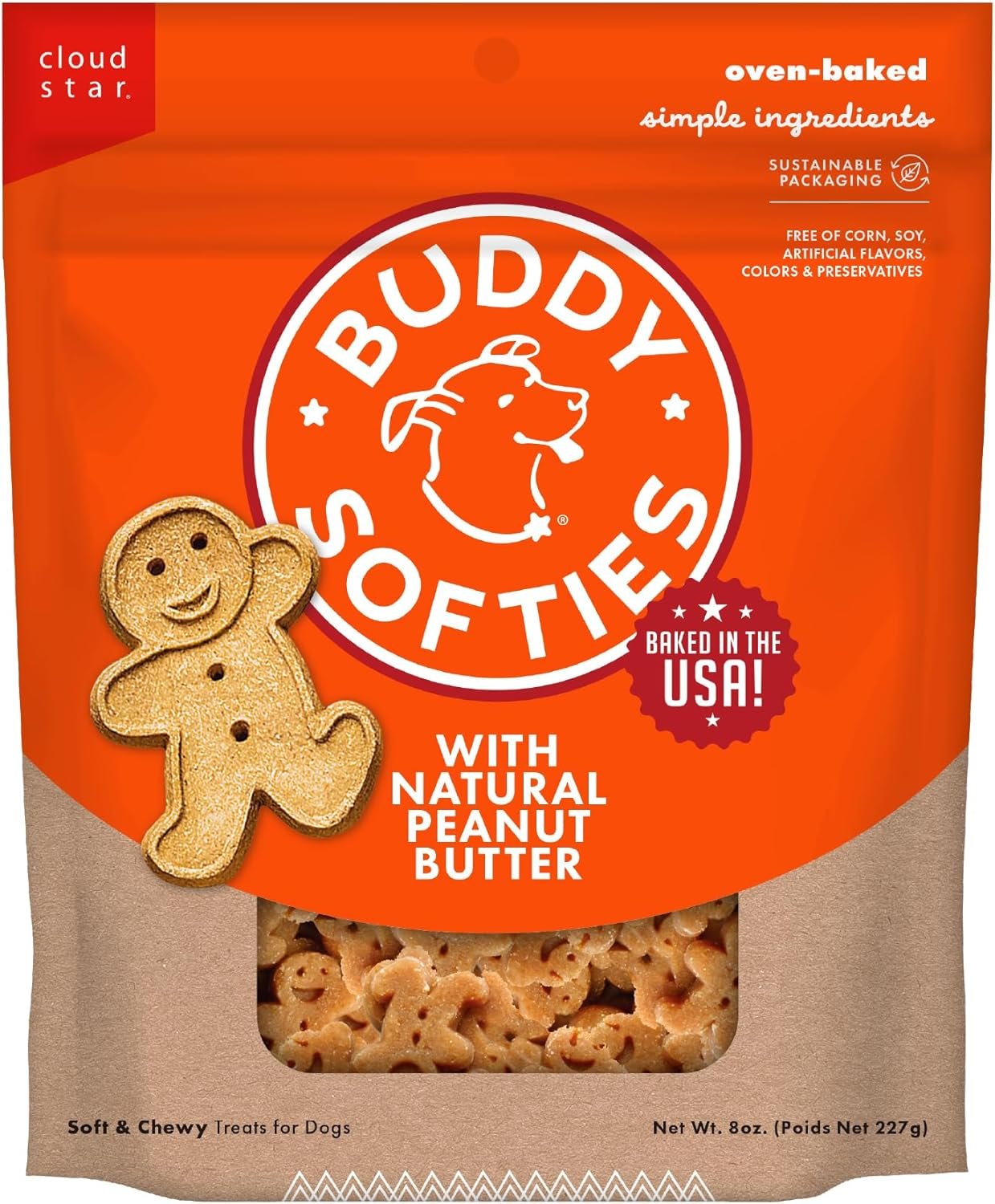 Buddy Biscuits 8 oz Bag of Softies Soft & Chewy Dog Treats, Made with Peanut Butter 8 oz