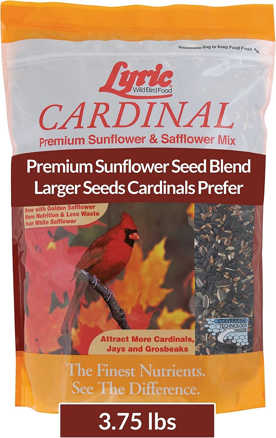 Lyric Cardinal Wild Bird Seed for Outside Feeders – Premium Sunflower & Safflower Bird Seed Mix for Cardinals, Grosbeaks, Blue Jays & More, 3.75 lb Bag | For Outside Feeders – Premium sunflower & safflower bird seed mix for Cardinals, Grosbeaks, Blue Jays and more