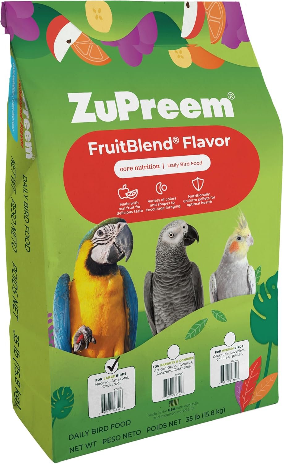 Zupreem 230342 Fruitblend Large Parrot Food, 35-Pound