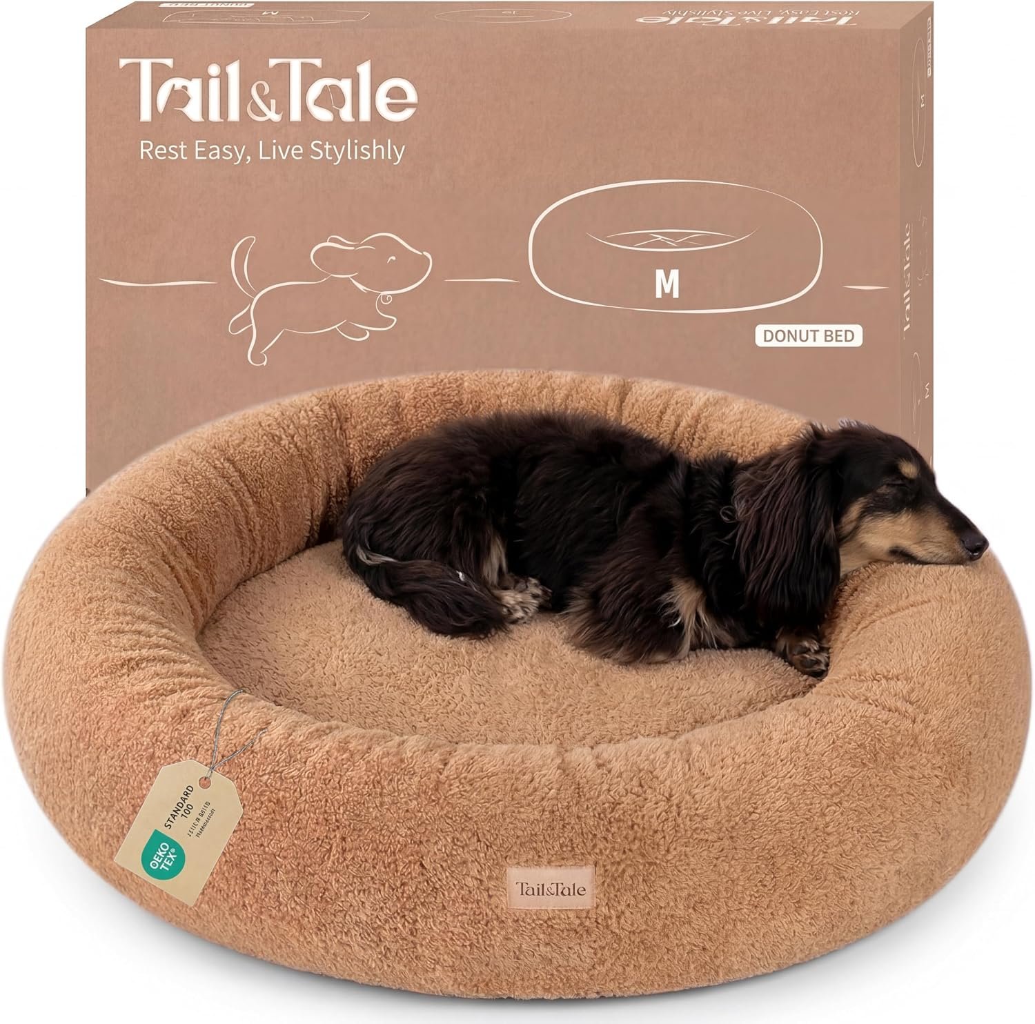 Cooling Orthopedic Dog Bed for Medium Dogs, Memory Foam Donut Bed, Washable | Round memory foam dog bed, calming donut dog bed for medium dogs, removable washable cover, waterproof liner