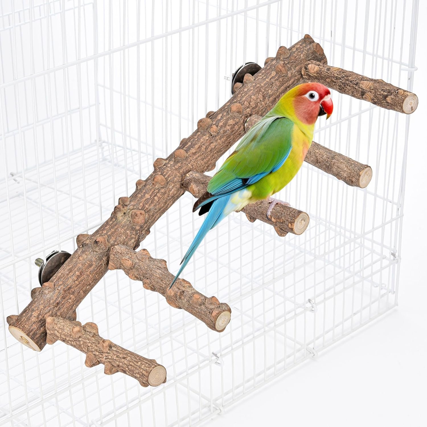 Bird Ladder Perch for Cage Natural Wood Bird Parrot Perch Stand Chewing Toy | Parrot Perch Bridge Climbing Cage Accessories for Small Medium Animal