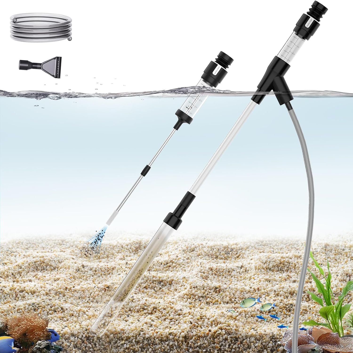 Carefree Fish Aquarium Gravel Vacuum Fish Tank Spot Siphon Sand Cleaner Water Changer Multifunctional Cleaning Tools Upgraded Turkey Baster with 6Ft Hose