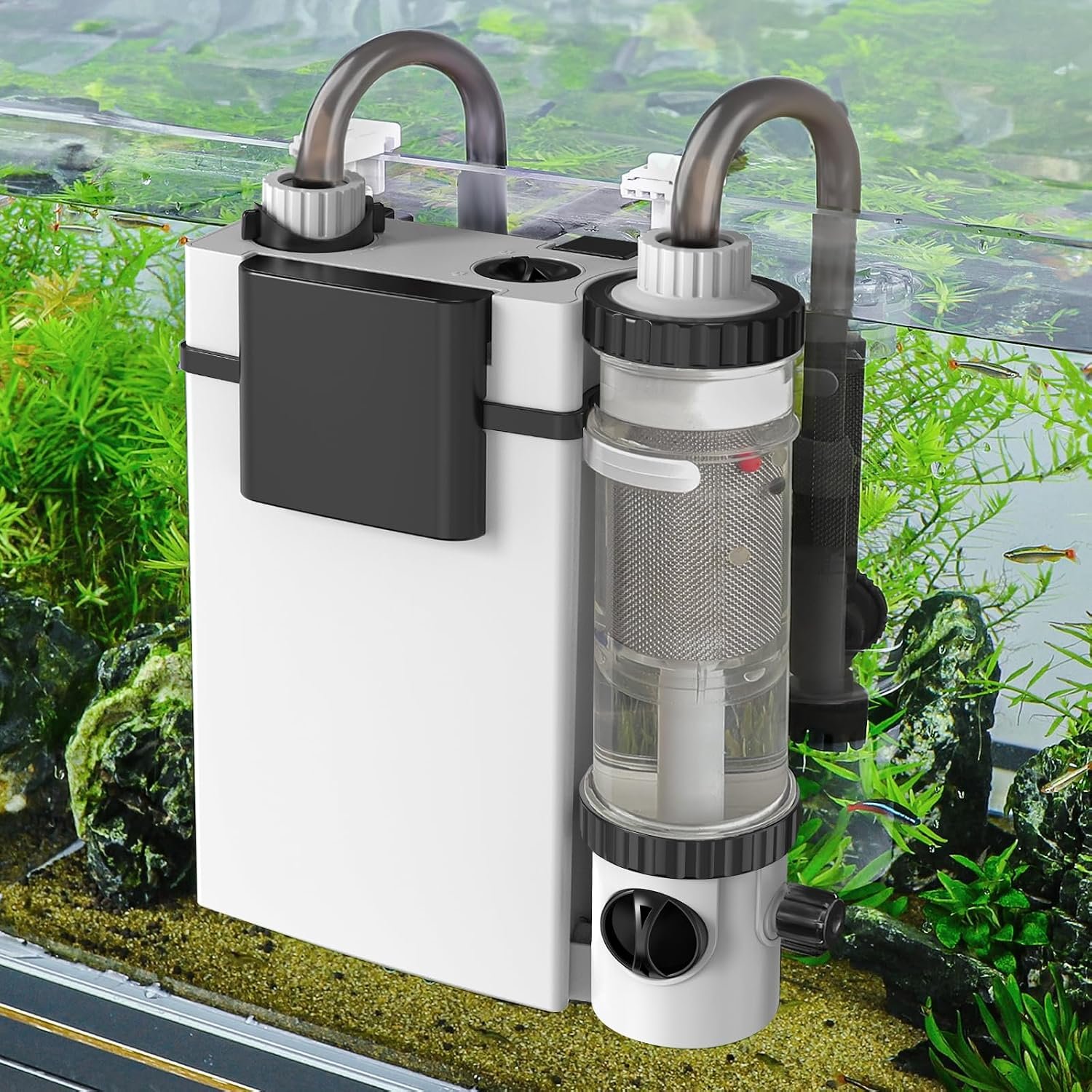 hygger Quiet Hang On Back Aquarium Filter 5-30 Gallon Small Fish Tank Canister Filter with Surface Skimmer Spray Bar 3 Floss Pads Bio Filter Media Adjustable Flow, Easy Water Change 132 GPH