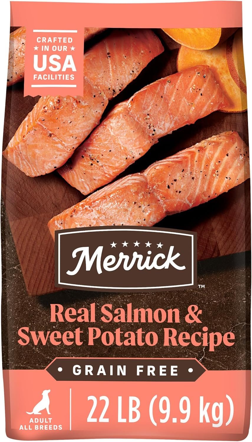 Merrick Premium Grain Free Dry Adult Dog Food, 22 lb Bag | Wholesome, grain-free natural kibble made with real Texas beef and sweet potato, 70% protein from animal sources