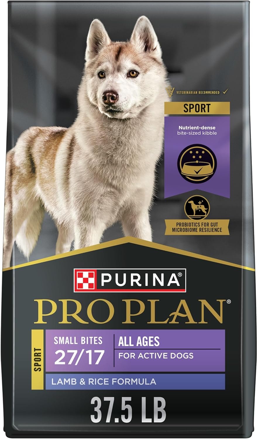 Purina Pro Plan High Protein, Small Bites Dog Food, Sport 27/17 Lamb & Rice Formula – 37.5 Pound (Pack of 1) | Lamb & Rice dry dog food for active dogs of all ages, great for smaller dogs, fuels metabolic needs and maintains lean muscle