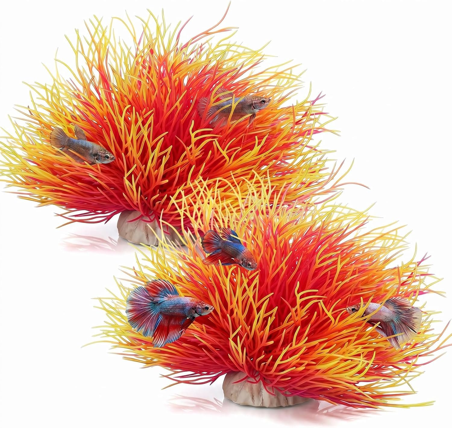 Abeillo 2pcs Artificial Aquarium Plants, Plastic Realistic Fish Tank Decor Plant Fake Natural Style Aquarium Decorations Plants Fish Tank Accessories