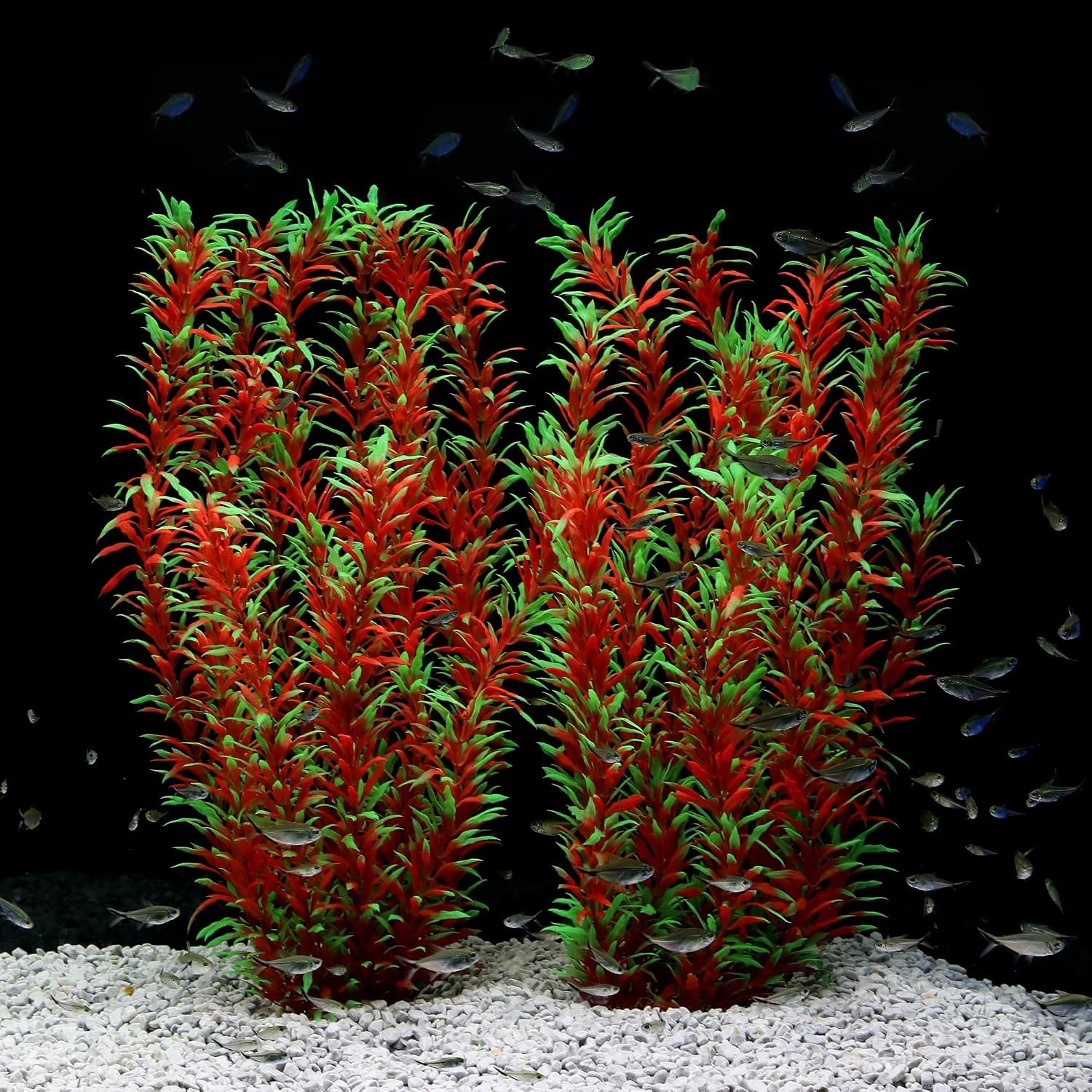 JIHAQUA Aquarium Decor Plastic Plants Extra Large 21 Inch Artificial Plants | Tall Fish Tank Decorations (Wine 2pcs)