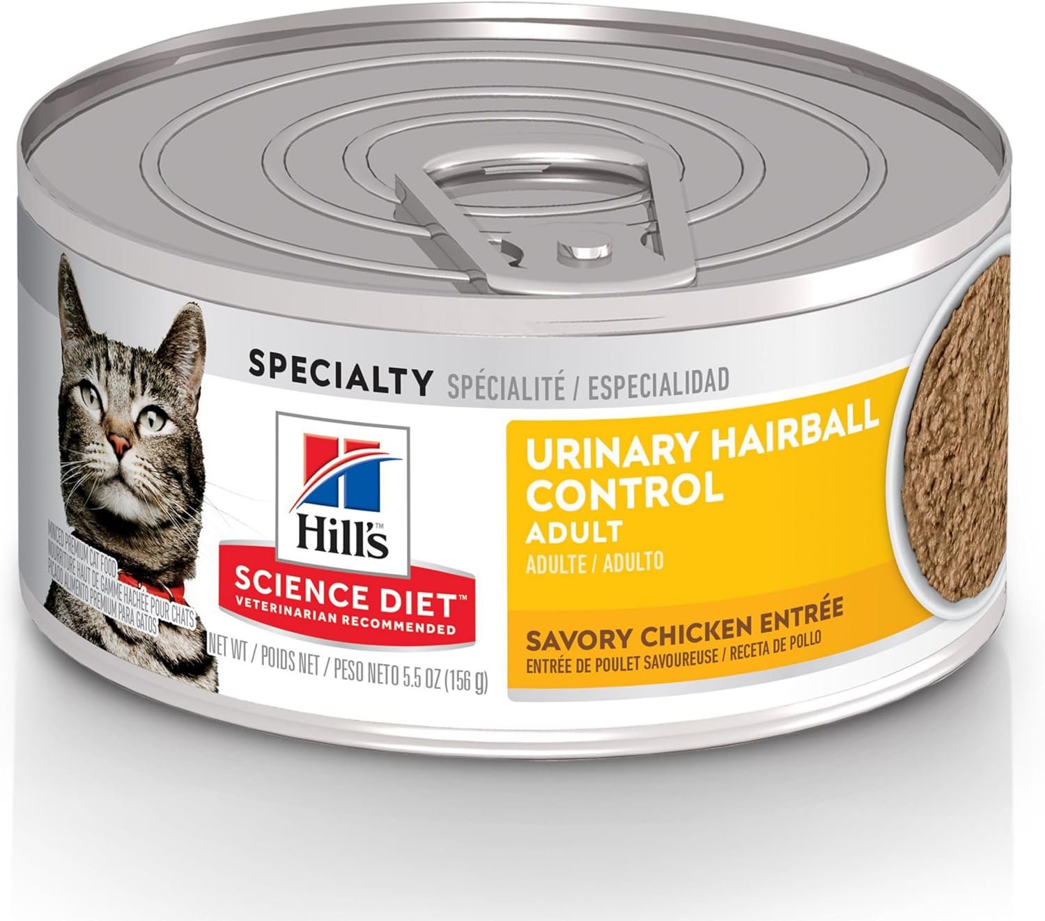 Hill’s Science Diet Adult Urinary & Hairball Control Wet Cat Food | #1 Veterinarian Recommended, Chicken Minced, 5.5 oz. Cans, 24-Pack