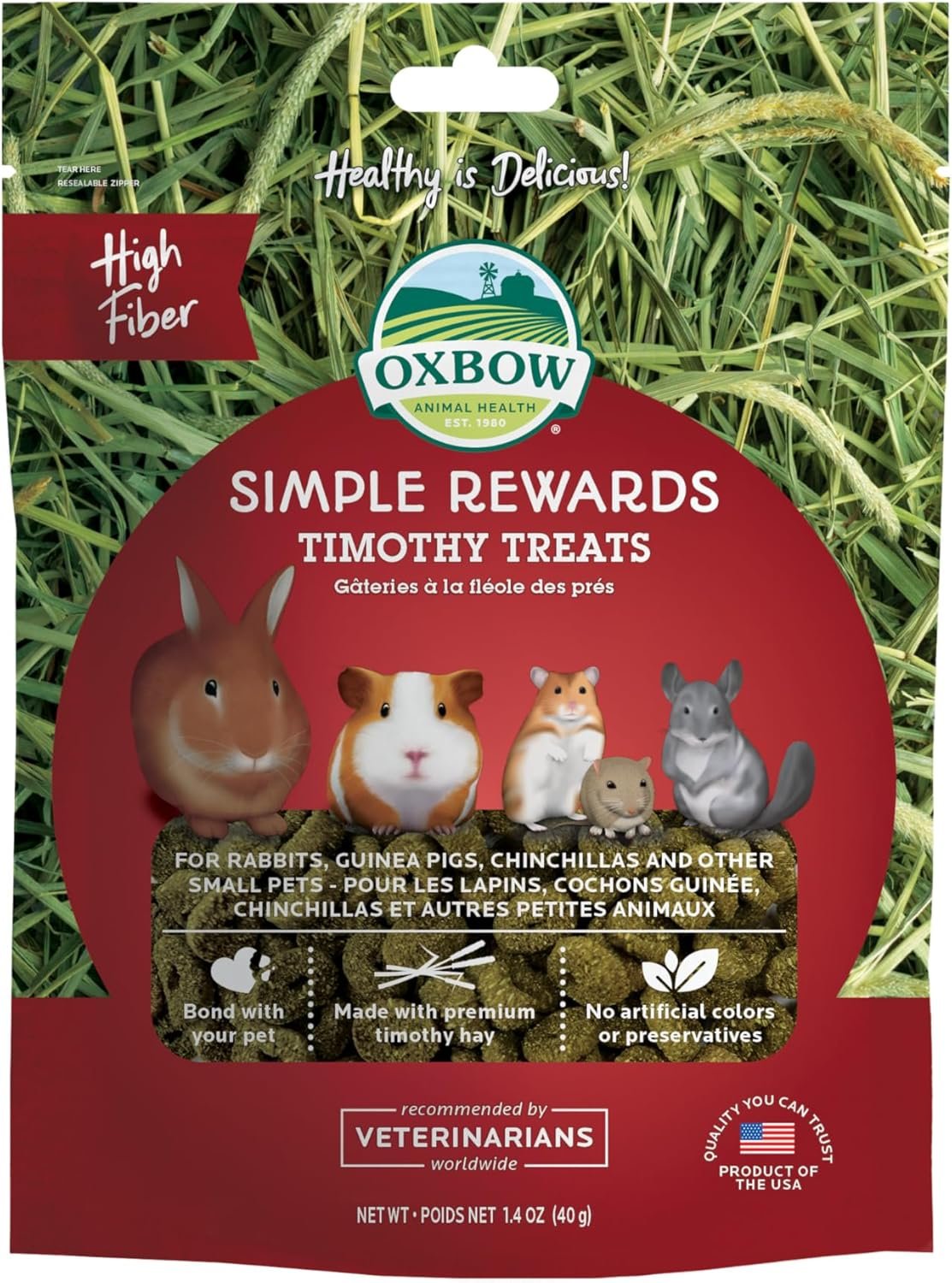 Oxbow Simple Rewards Guinea Pig & Rabbit Treats, Timothy Hay, Baked, 3 oz | Timothy Hay, Bunny Treats, Hamster Treats, Chinchilla, Guinea Pig Snack, Rabbit Enrichment, Rabbit Accessories, Essentials