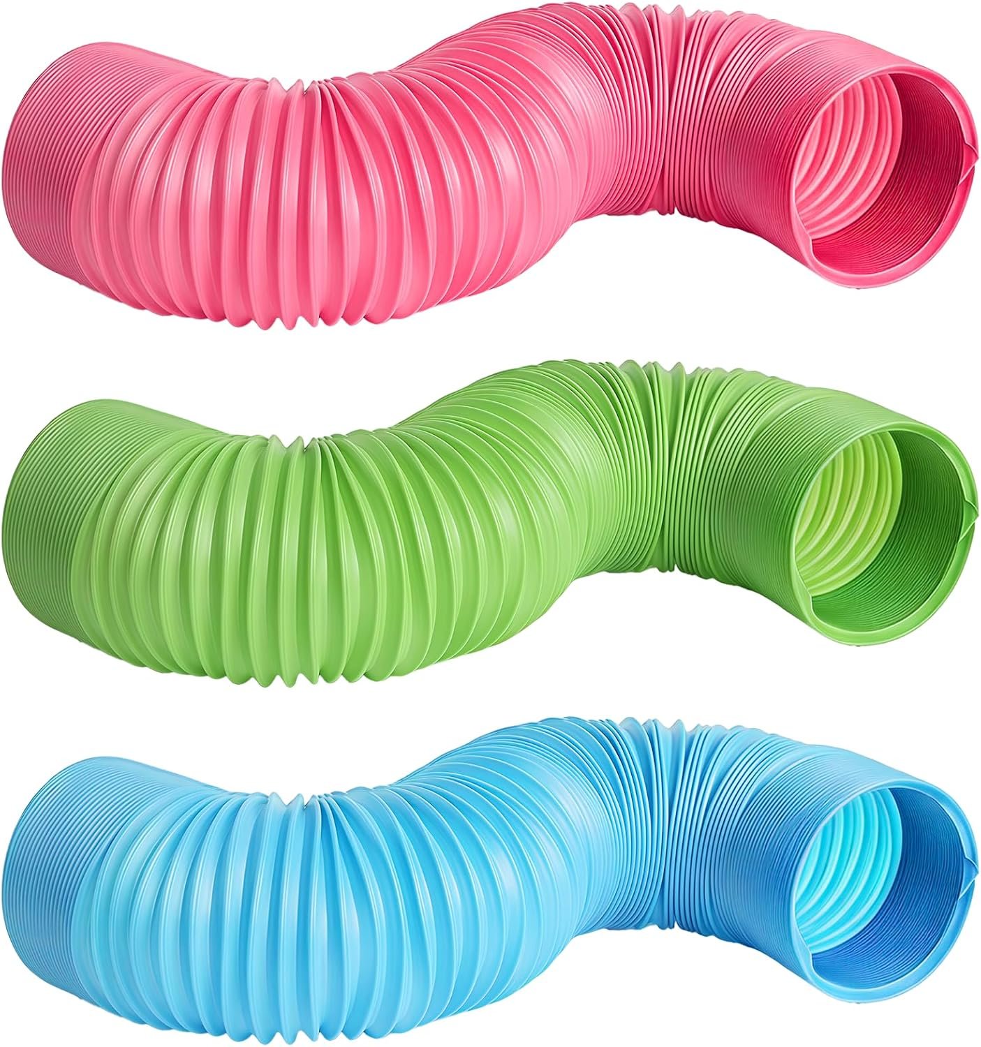 3 Packs Pet Fun Tunnels, Small Animal Tunnel, Foldable Plastic Hamster Tunnel, Tube Pets Hideaway, Pet Mouse Training Hideout Tunnels for Guinea Pigs, Chinchillas, Rats, Ferrets, Dwarf Rabbits