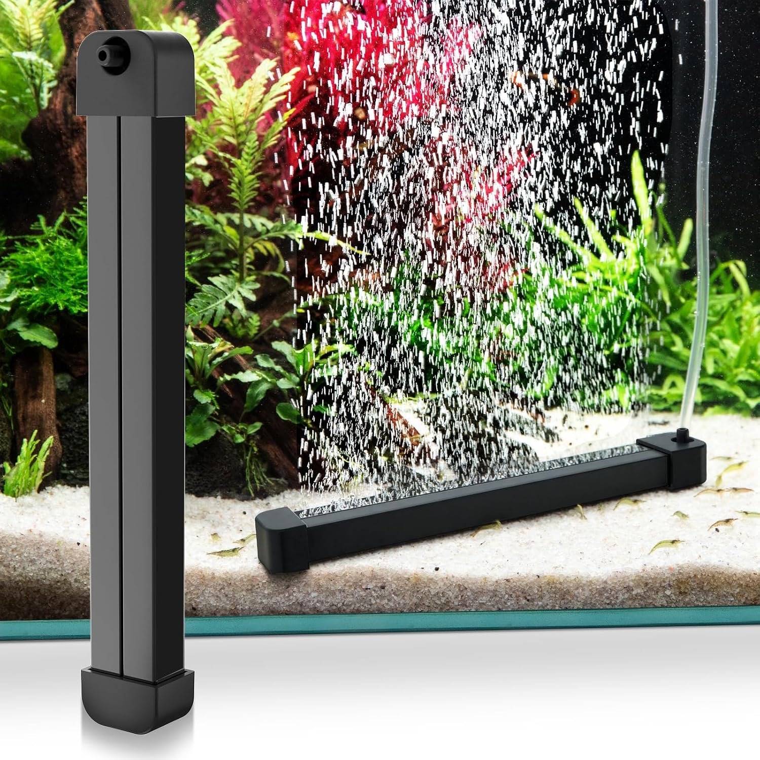 hygger Weighted Nano Mist Bubble Wall Bar, 9.8″ Self-Sinking ABS Air Stone Strip with Gentle Oxygen Diffuser for Freshwater & Marine Aquarium, Hydroponics