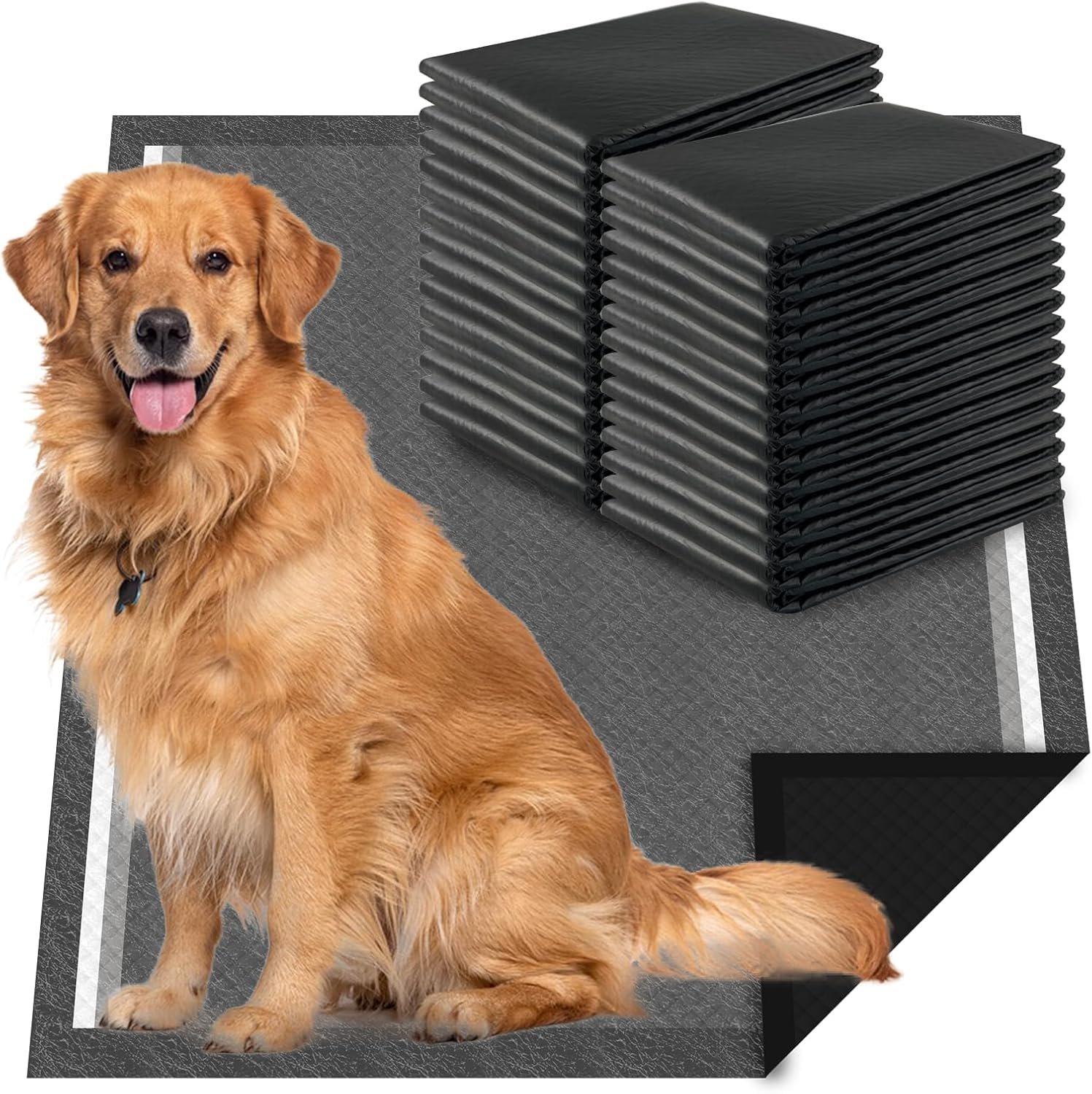 Dogcator Charcoal Dog Pee Pads Extra Large 28“x34”, Puppy Pads XL 30 Count, Potty Pads for Dogs, Disposable Urine Bed Pads for Odor-Control, X-Large Piddle Underpads, Training Liners for Housebreaking