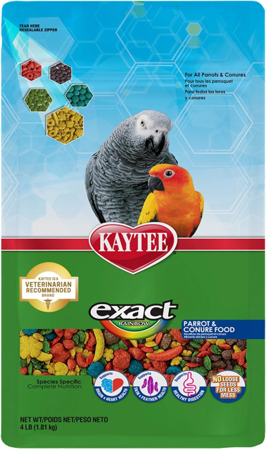 Kaytee Exact Rainbow Pet Parrot & Conure Food, 4 Pound