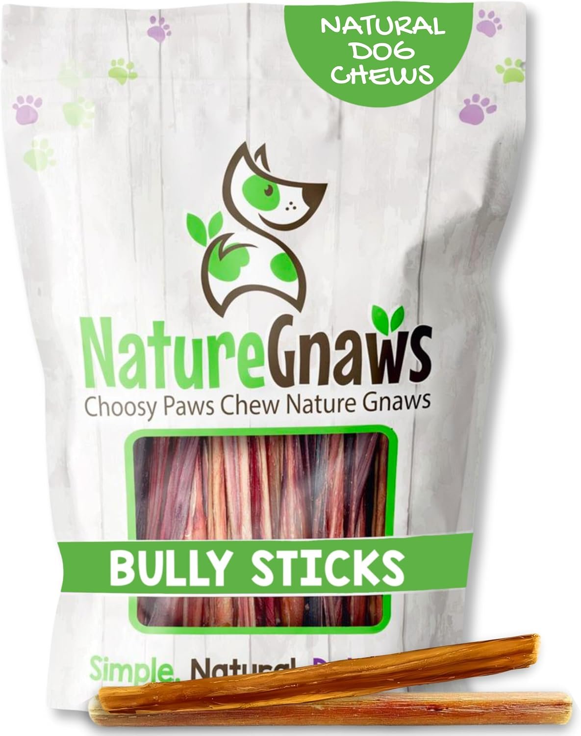 Nature Gnaws Large Bully Sticks 6″ Rawhide Free Dog Chews, 3 Count | Thick Long Lasting for Aggressive Chewers and Large Dogs – Natural Beef Dog Chew Bones – No Artificial Preservatives