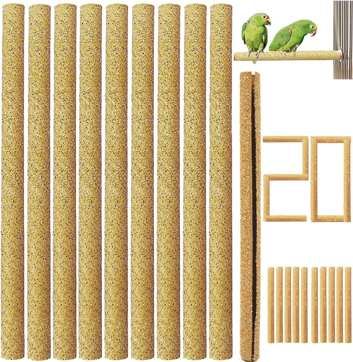 20Pcs Sand Perch Covers for Bird – Bird Perchs Covers 7.5″ Long x 3/8″ Diameter Bird perches for Parakeets, Lovebirds, Parrotlets, Canaries and Other Small Birds (Yellow, 20pcs 7.5″ x 0.43″)