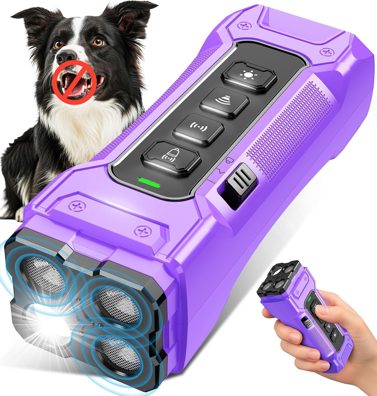 Dog Bark Deterrent Devices, Anti Barking Device 3X Ultrasonic Bark Control Device 50ft Range, Rechargeable & Safe Dog Training Tool for Quiet Walks and Peaceful Homes