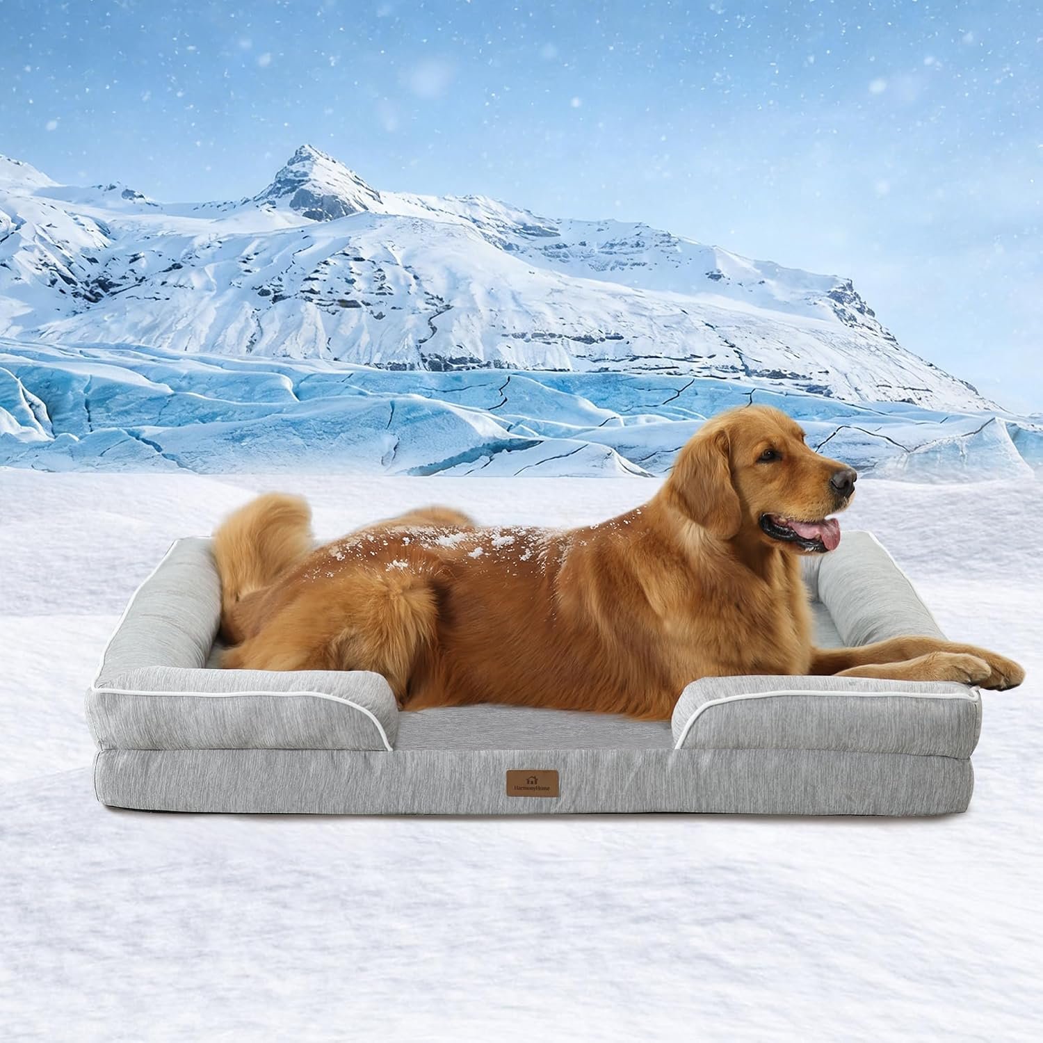 Cooling Dog Bed,Dual-Cooling Design,Q-Max >0.4 Cool Pet Beds for Large Dogs,Orthopedic Foam Dog Bed with Sides, Removable Cover & Waterproof Lining and Nonskid Bottom,42″L x 30″W x 7.5″Th