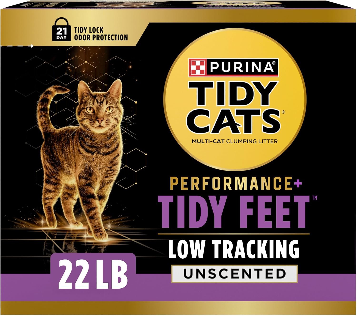 Purina Tidy Cats Performance Plus Feet Unscented Low Tracking, Clumping, Odor Control Kitty Litter   – 22 lb. Box